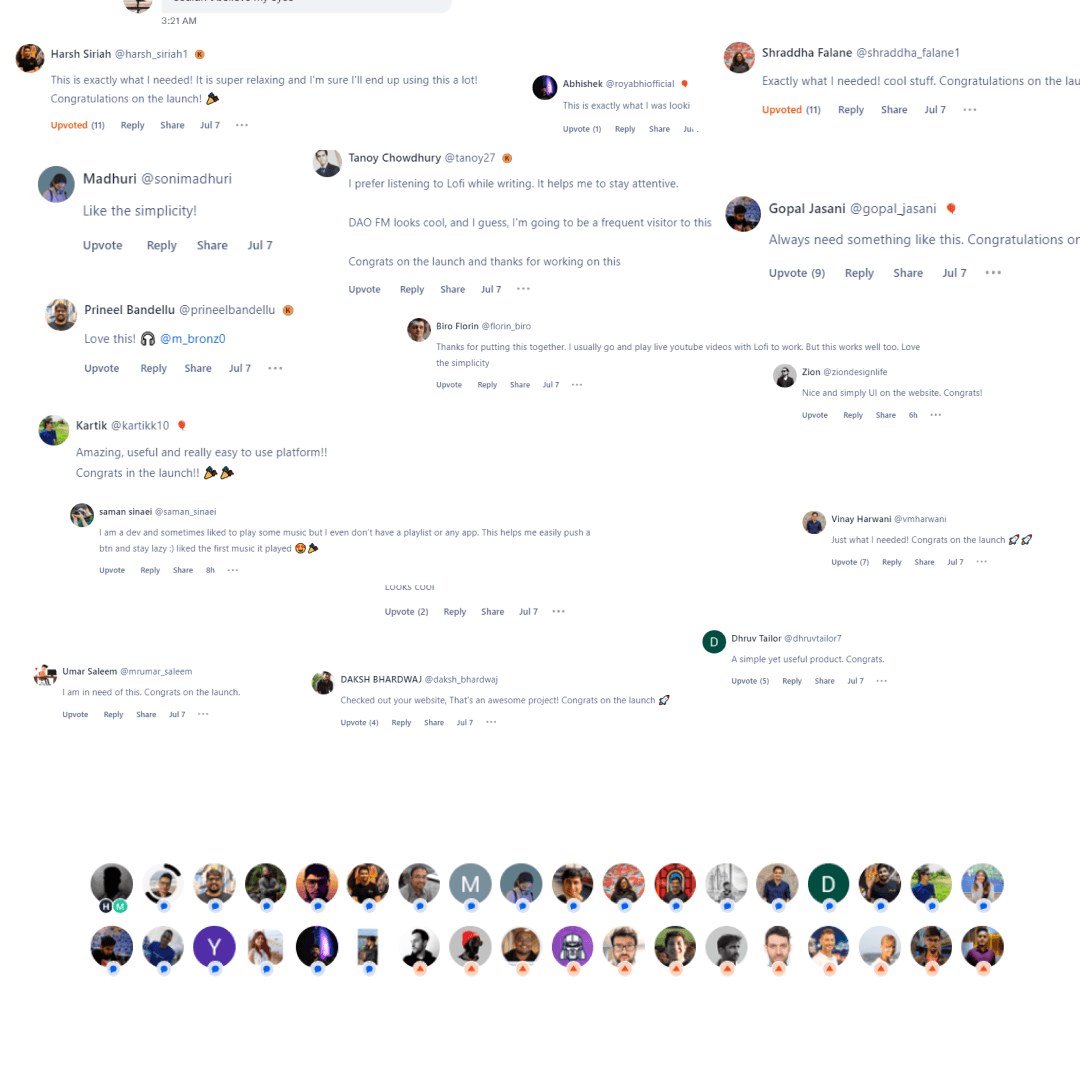 Product Hunt comments for DeveloperDAO FM