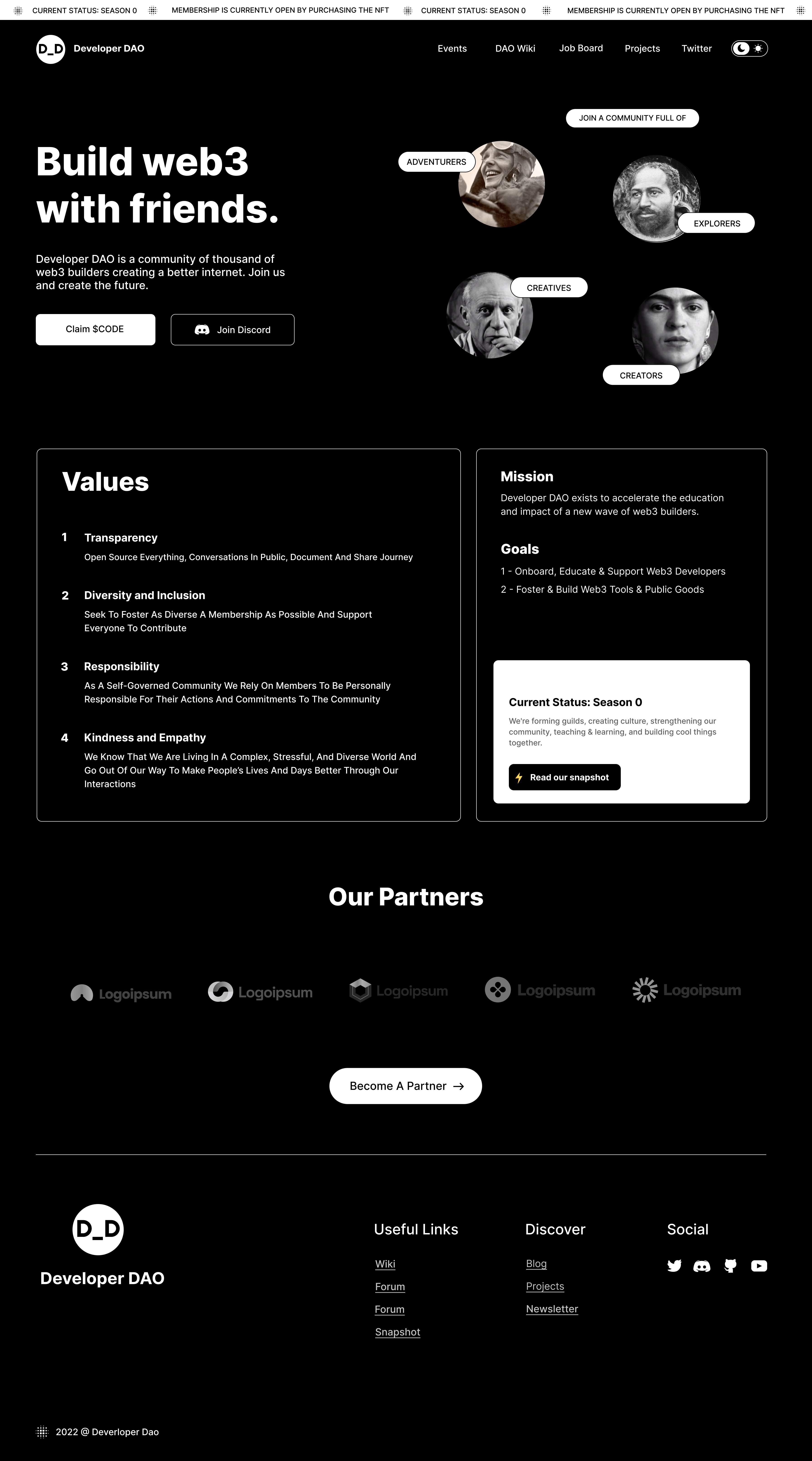 DeveloperDAO mobile view