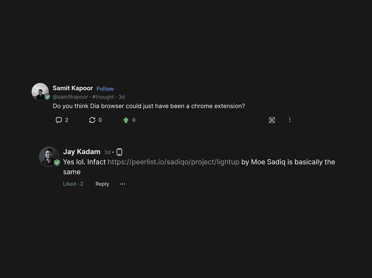 LightUp featured on Peerlist